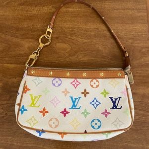 TAKASHI MURAKAMI X LOUIS VUITTON WHITE MONOGRAM MULTICOLORE POCHETTE